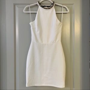 White beaded halter dress